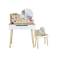 Туалетний столик на 2 ящики з дзеркалом світлий бук Jumi SCANDI