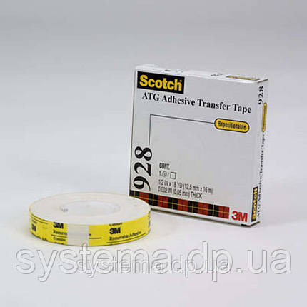 3M™ 928 ATG Клеепереносящая стрічка, 12,0х0,05 мм, рулон 16,5 м., фото 1
