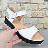 Босоніжки жіночі шкіряні Ailinda Україна, Білі босоніжки з натуральної шкіри на чорній підошві, фото 7