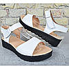 Босоніжки жіночі шкіряні Ailinda Україна, Білі босоніжки з натуральної шкіри на чорній підошві, фото 9