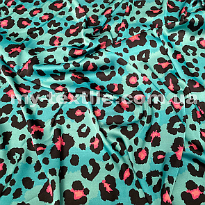 Одягова тканина шовк Армані друкований принт Леопард на блакитному
