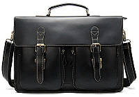 Деловой мужской портфель из натуральной кожи на плечо Vintage 14878 черный 40х26,5х8 см кожаный портфель