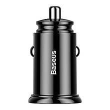 Baseus (CCALL-YD01) Circular Plastic A+A 30W Dual QC3.0 Quick Car Charger Black