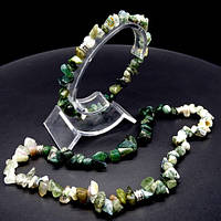 Набор чокер и браслет из натурального камня Яшма зеленая