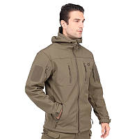 Тактическая куртка Eagle Soft Shell JA-01-0 с флисом Olive Green NSКуртка софтшел тактическая