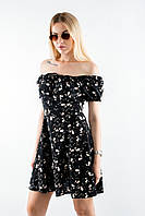 Платье мини с цветочным принтом черное 040623 (2000000106779)