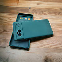 Google Pixel 6 чехол силиконовый микрофибра Silicone Case Dark Green