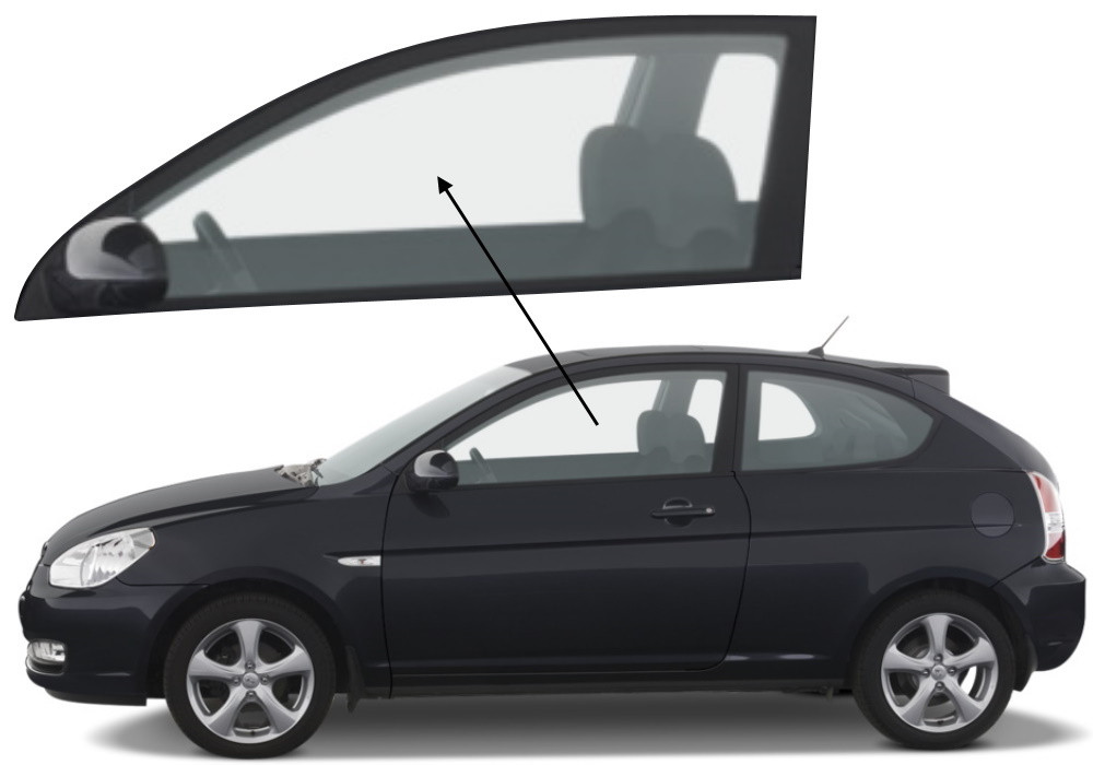 Бічне скло Hyundai Accent 2006-2010 3d передніх дверей ліве