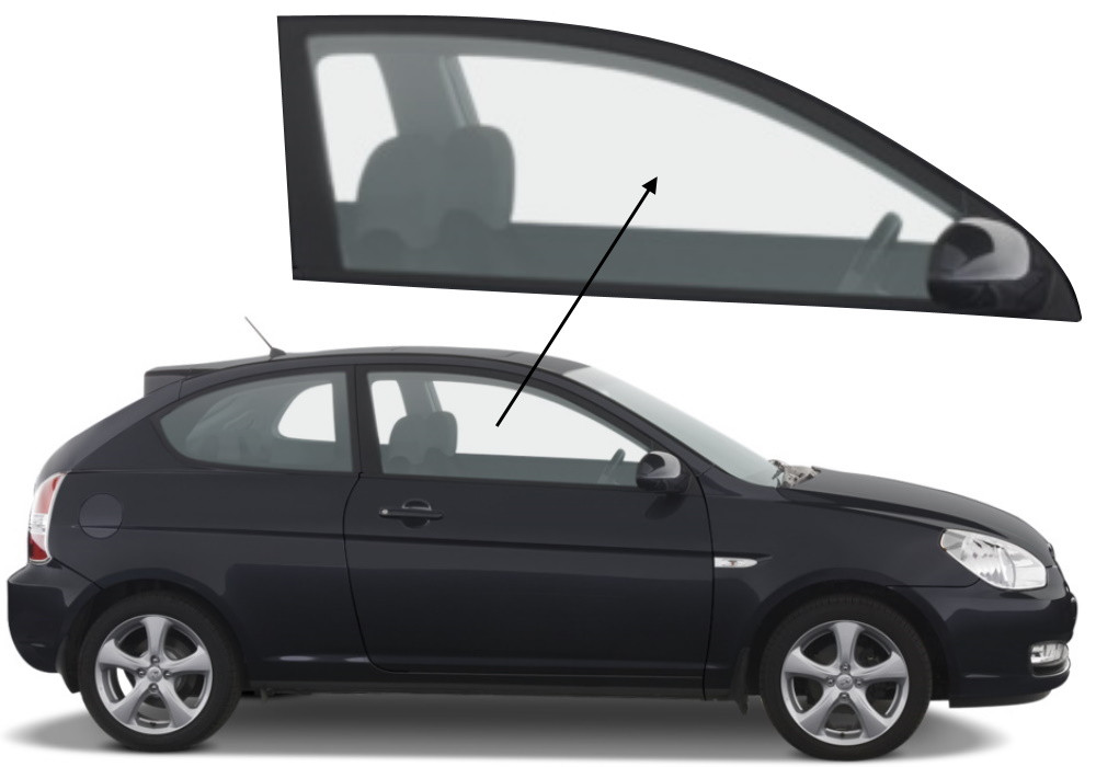 Бічне скло Hyundai Accent 2006-2010 3d передніх дверей праве