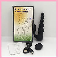 Анальний вібратор із відростком, Пробка анальна з вібрацією на пульті ДК, стимулятор анальний, Інтимні іграшки