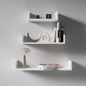 Полиця для книг настінна, Комплект навісних полиць з ДСП II NP-01