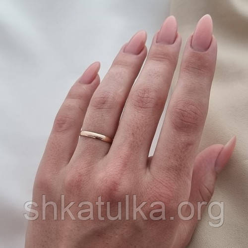 Золота обручка класична гладенька тонка, розмір 21, фото 1