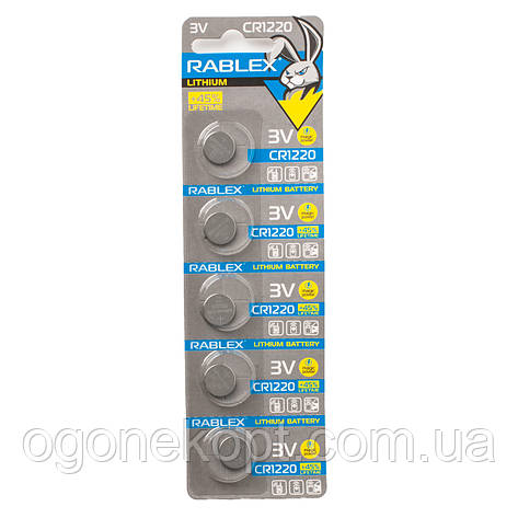 Батарейки RABLEX CR1220 LITHIUM 3V, фото 1