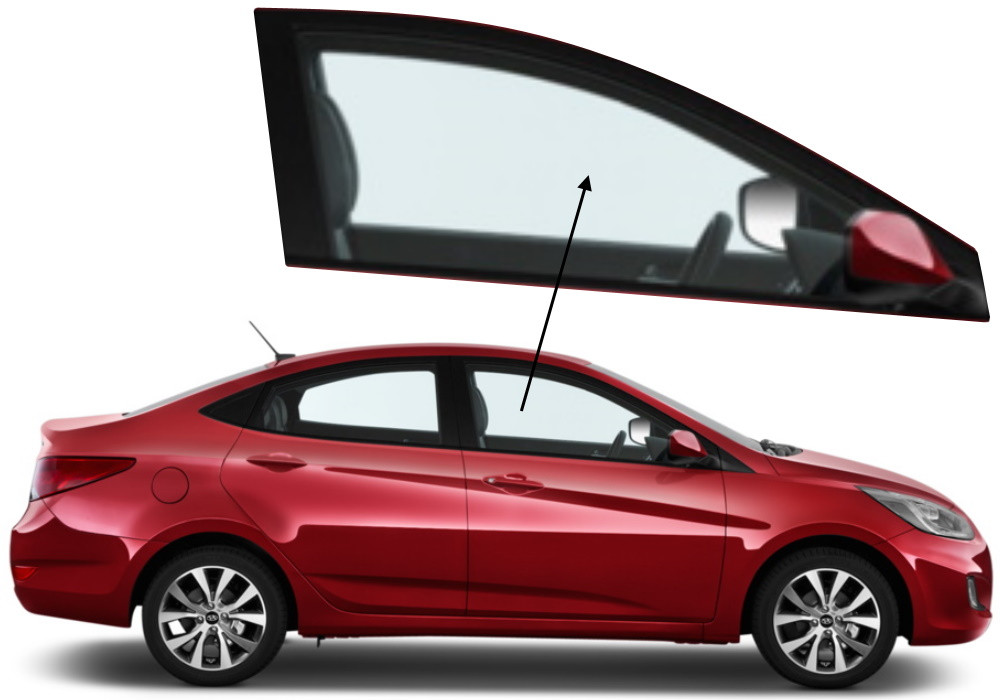 Бічне скло Hyundai Solaris 2011-2016 передніх дверей праве
