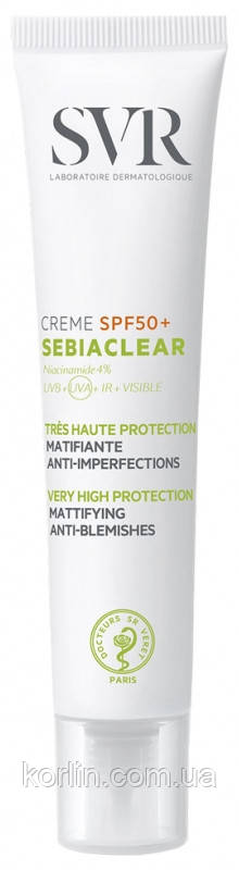 SVR Sebiaclear Cream SPF 50+ Сонцезахисний крем для проблемної шкіри СВР Себіаклір СПФ50+ 40 мл. Франція
