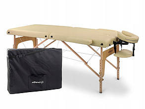 Складаний масажний стіл 2-сегментний із дерев'яним каркасом, ширина 70 см