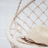 Підвісне крісло-гніздо з KREM 2607 | Садові качелі в стилі бохо, кремовий колір, фото 7