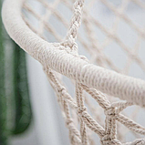 Підвісне крісло-гніздо з KREM 2607 | Садові качелі в стилі бохо, кремовий колір, фото 8