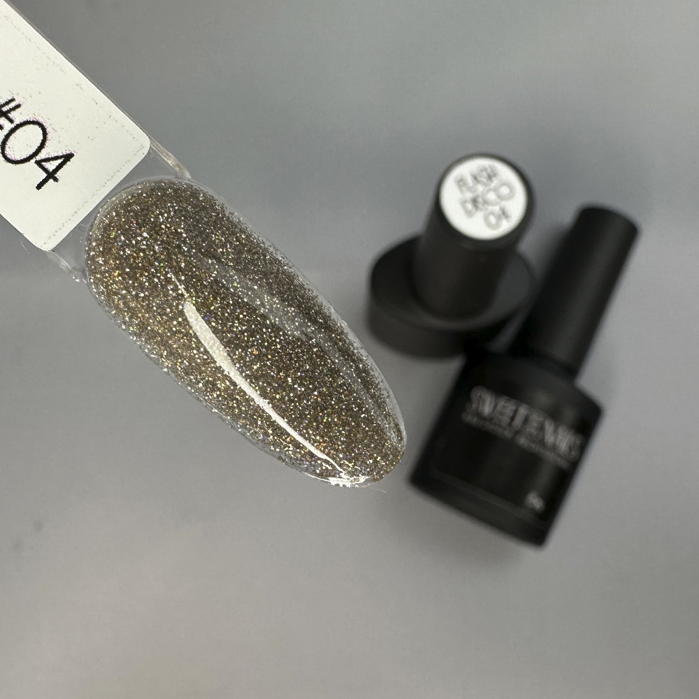 Гель лак для нігтів світловідбивний срібно-бежевий Sweet Nails Flash Disco №4 8 мл