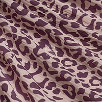 Двухслойный жатый муслин "Леопард" фиолетовый на пудре, ширина 135 см