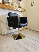 Парикмахерское кресло Beatrice HC183N черный опора золотая