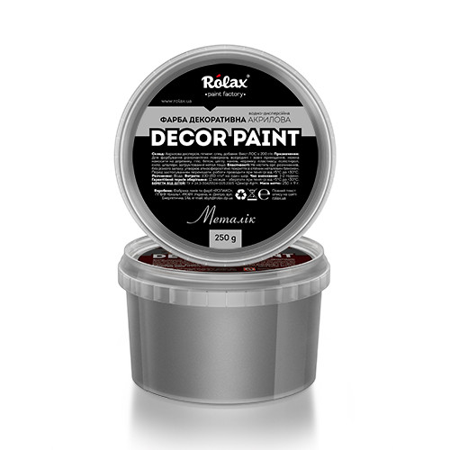 Фарба декоративна акрилова "DECOR PAINT" МЕТАЛІК 0,25кг Ролакс, фото 1