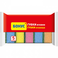 Кухонні господарські губки для миття посуду "Бонус", 5 штук