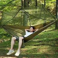 Гамак двойной с москитной сеткой Hammock With Net Army для отдыха