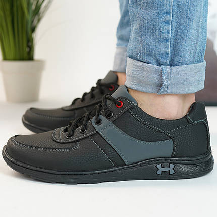 Чоловічі кросівки сіро-чорні з прошитою підошвою, фото 1