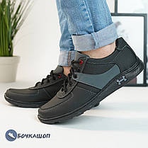 Чоловічі кросівки сіро-чорні з прошитою підошвою, фото 5