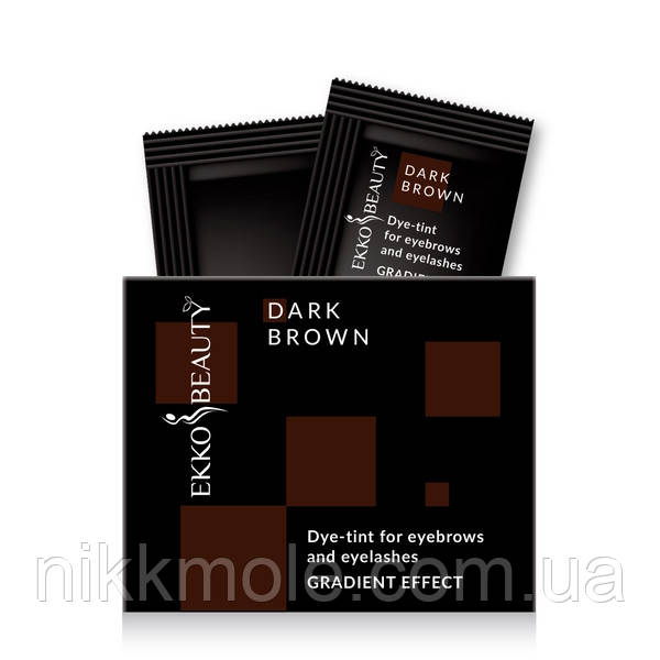Фарба-тінт для брів та вій Ekko Beauty GRADIENT EFFECT, тон Dark Brown у саші, фото 1