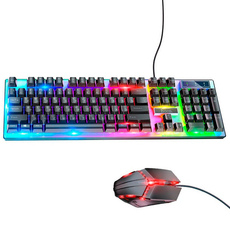 Комплект клавіатура та миша з підсвічуванням Combo HOCO Luminous gaming GM18 Black S