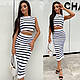 Костюм в'язаний у смужку спідниця олівець і стильний топ, фото 2