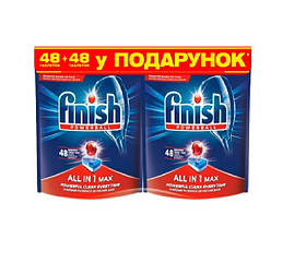 Таблетки для посудомийних машин FINISH All in 1 max 48 + 48 таблеток