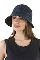 Шляпа соломенная в стиле ретро "Клош" темно-синяя