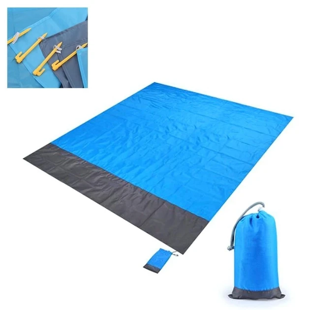Складной голубой коврик-подстилка для пляжа и кемпинга, водонепроницаемый, размером 200*140 см - фото 6 - id-p1857636944