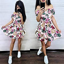Легка літня сукня міні з квітами та вільною спідницею хіт літа 2023, фото 3