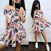 Легка літня сукня міні з квітами та вільною спідницею хіт літа 2023, фото 3