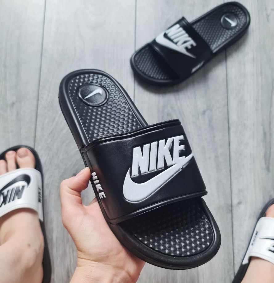 Чоловічі шльопанці Nike шльопанці сланці літні чорні Туреччина. Живе фото
