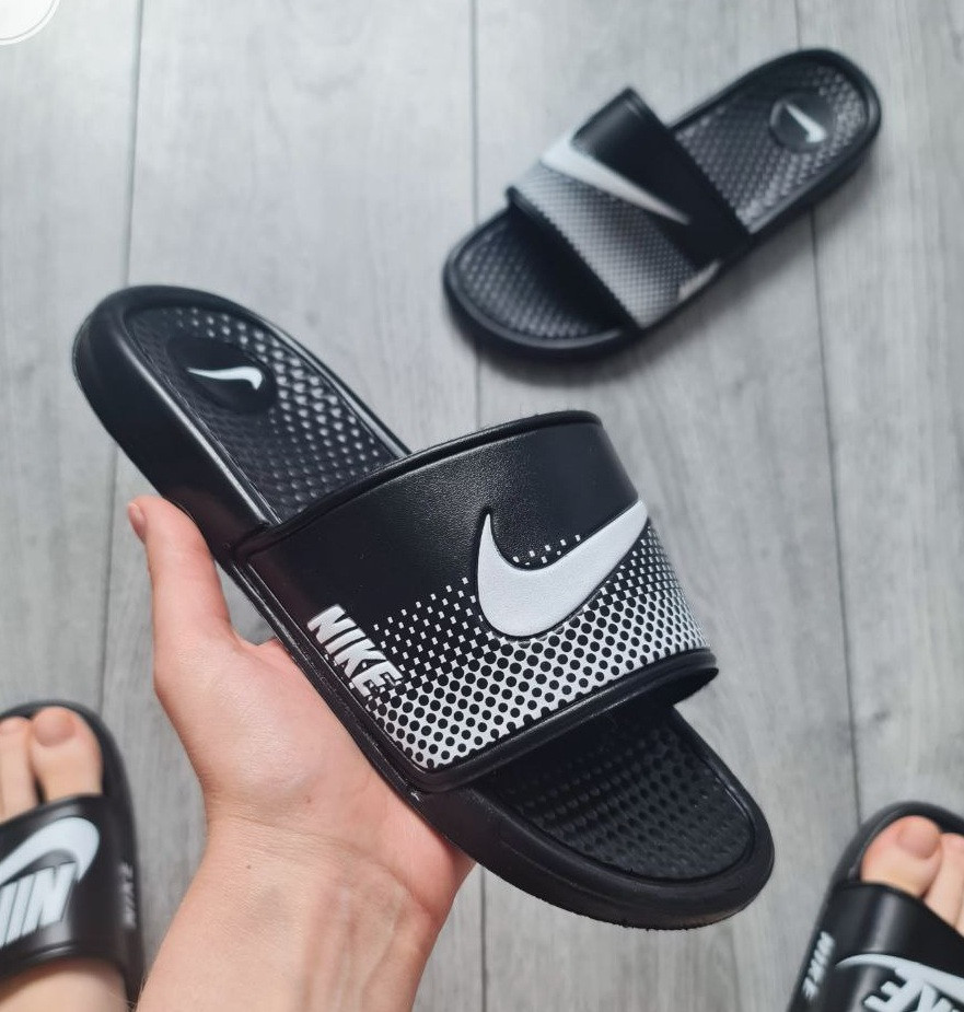 Чоловічі сланці Nike шльопанці літні чорні Туреччина. Живе фото, фото 1