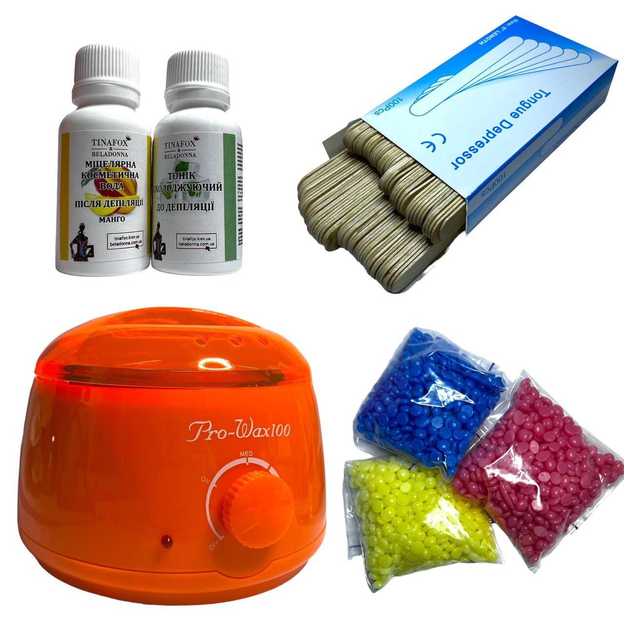 Набір для депіляції із воскоплавом Pro-wax 100 помаранчевим