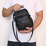 Чоловіча сумка через плече Натуральна шкіра Барсетка Чоловіча шкіряна сумка для документів планшет Коричнева, фото 5