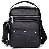 Чоловіча сумка через плече Натуральна шкіра Барсетка Чоловіча шкіряна сумка для документів планшет Коричнева, фото 4