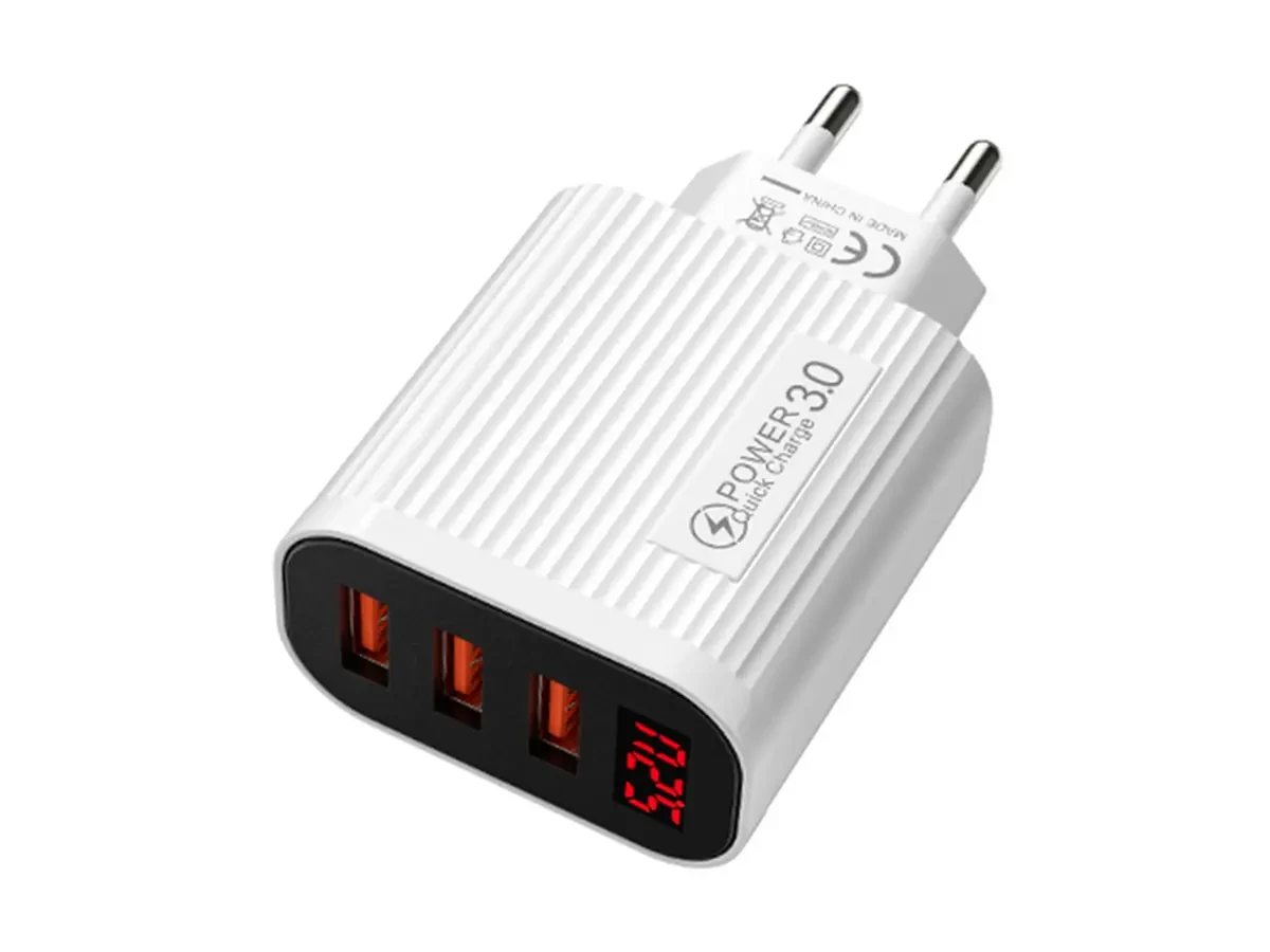 Зарядний пристрій 220В 3,0А QC3.0 USBx3 LCD Quick Charger 36-2S 500шт 7130