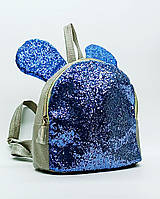 Детский рюкзак Shantou блестящий с ушками синий 5576666