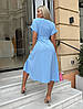 Зручне повсякденне літнє плаття-міді на гудзиках і кулісі, блакитне, фото 7