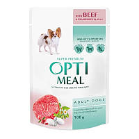 Консервы для собак OptiMeal Dog Beef с говядиной и клюквой в желе 100гр
