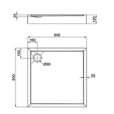 Душовий піддон Qtap Tern 308812C 80x80x12 см + сифон, фото 3