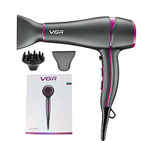 Фен для волосся VGR V-402 Grey 2000 Вт іонний з насадками