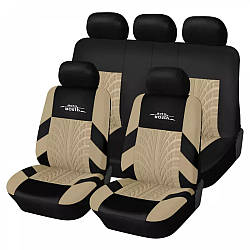 Универсальные авточехлы бежевые текстильные накидки на кресла автомобиля